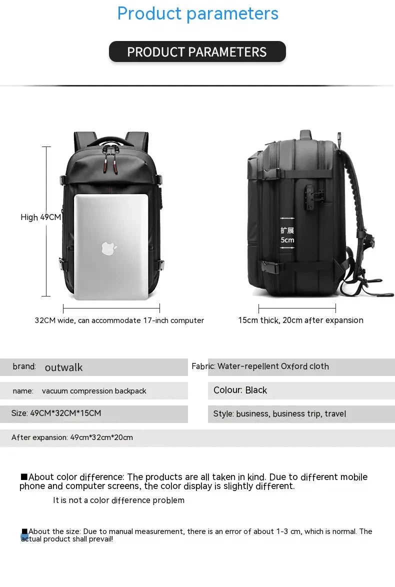 Multifunction Vacuum Compression Travel Backpack/Carry On - Theronomy 