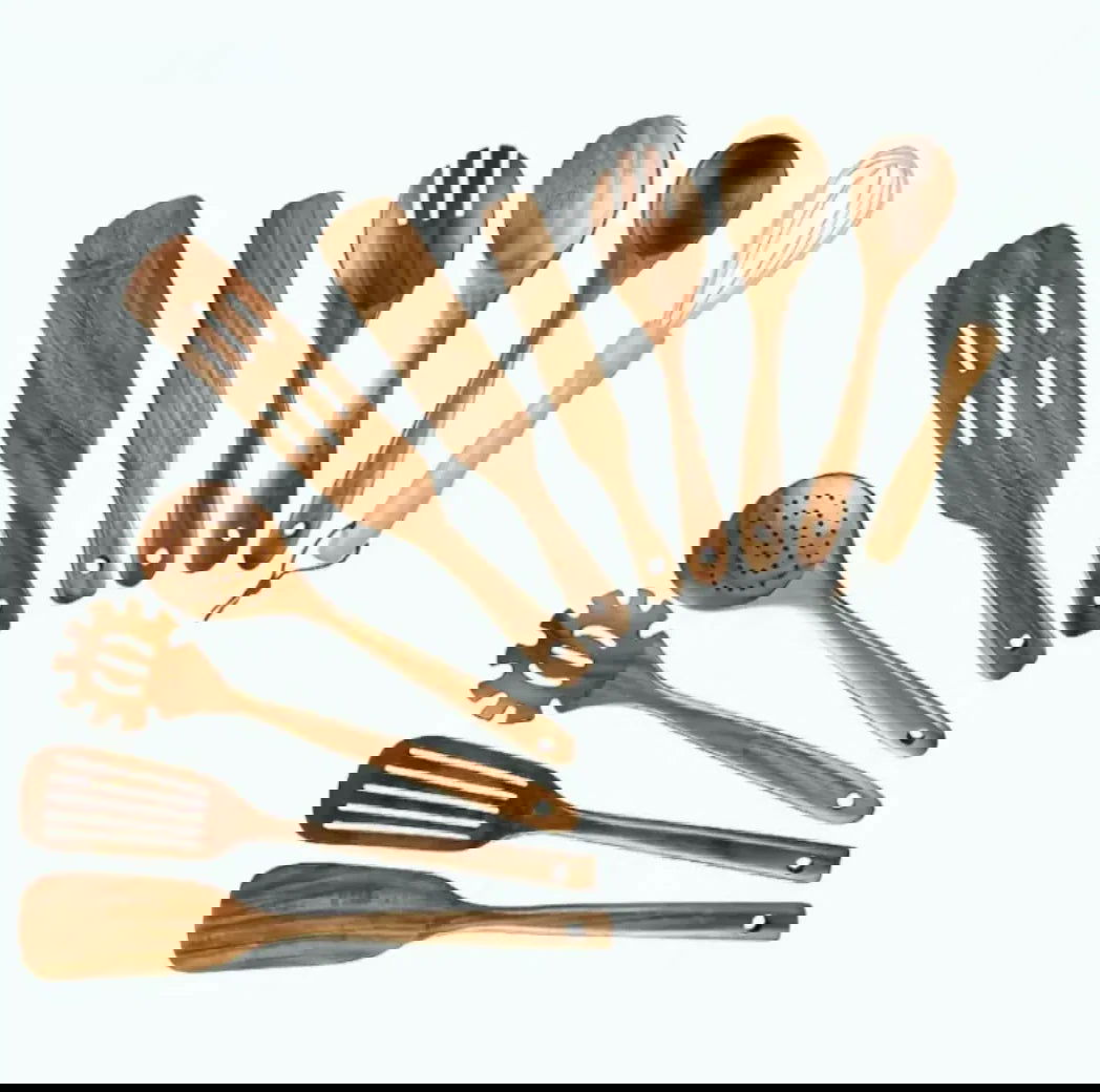 Premium Acacia Wood Cooking Spatula Set – Non-Toxic, Non-Stick, Heat-Resistant Kitchen Utensils - Theronomy 