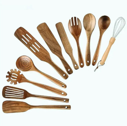 Premium Acacia Wood Cooking Spatula Set – Non-Toxic, Non-Stick, Heat-Resistant Kitchen Utensils - Theronomy 