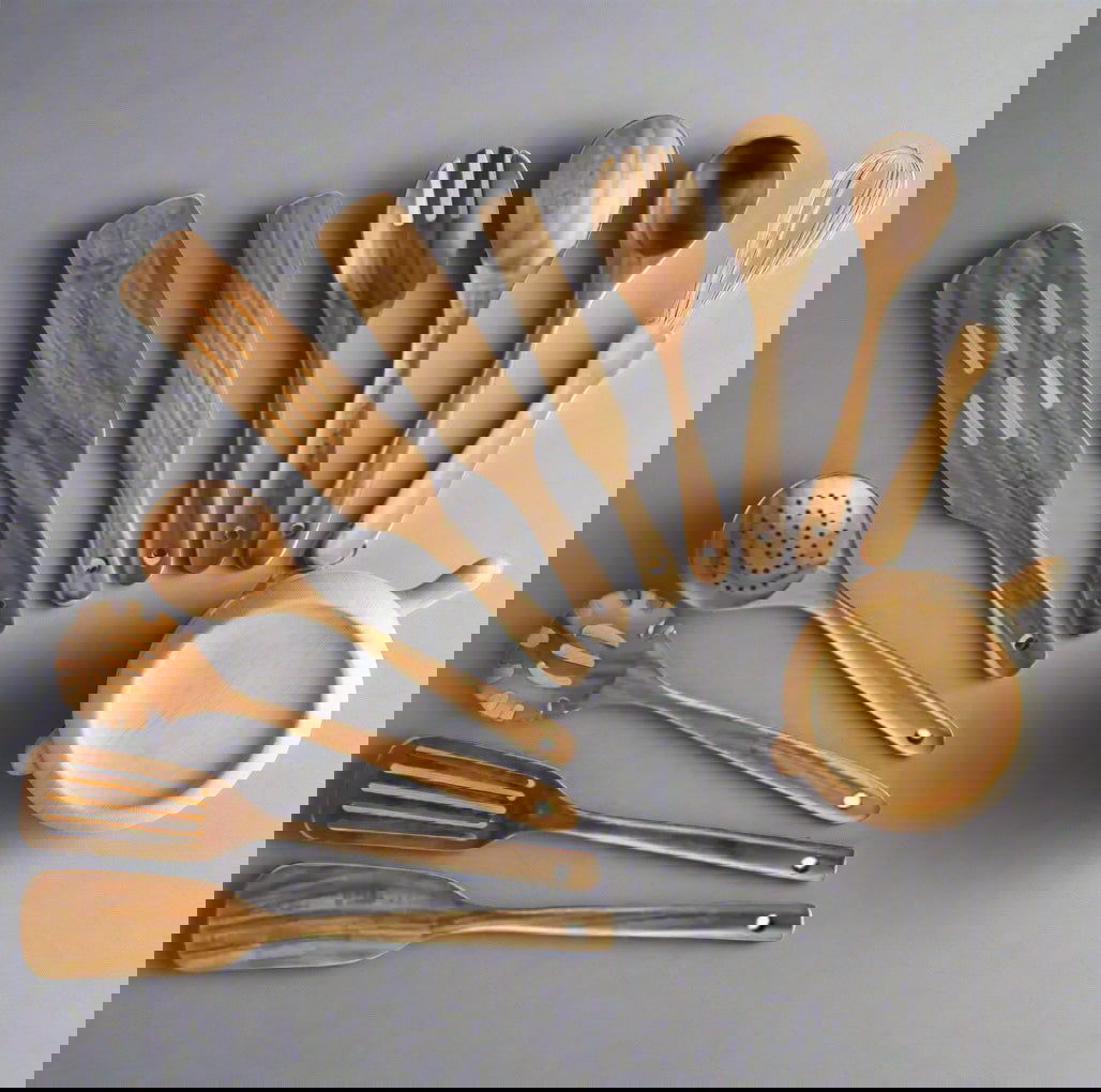 Premium Acacia Wood Cooking Spatula Set – Non-Toxic, Non-Stick, Heat-Resistant Kitchen Utensils - Theronomy 