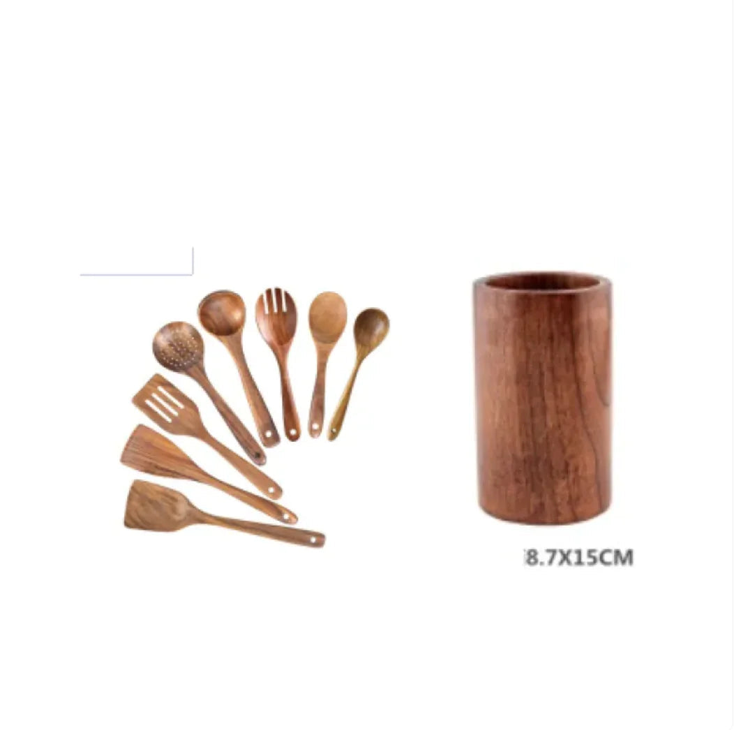 Premium Acacia Wood Cooking Spatula Set – Non-Toxic, Non-Stick, Heat-Resistant Kitchen Utensils - Theronomy 
