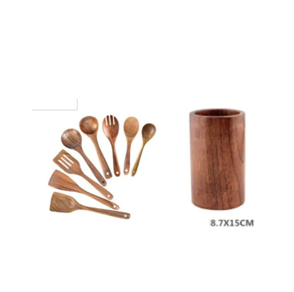 Premium Acacia Wood Cooking Spatula Set – Non-Toxic, Non-Stick, Heat-Resistant Kitchen Utensils - Theronomy 
