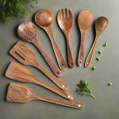 Premium Acacia Wood Cooking Spatula Set – Non-Toxic, Non-Stick, Heat-Resistant Kitchen Utensils - Theronomy 