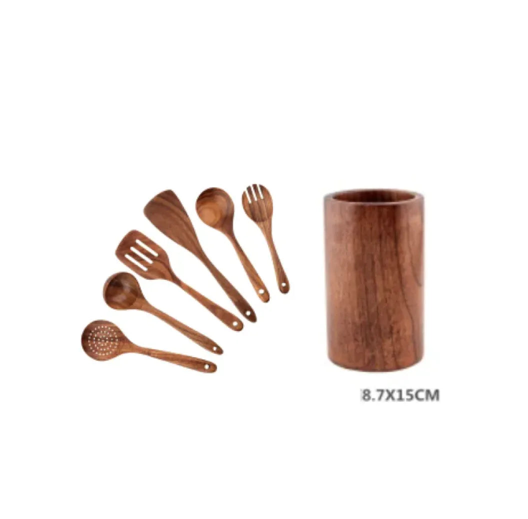 Premium Acacia Wood Cooking Spatula Set – Non-Toxic, Non-Stick, Heat-Resistant Kitchen Utensils - Theronomy 