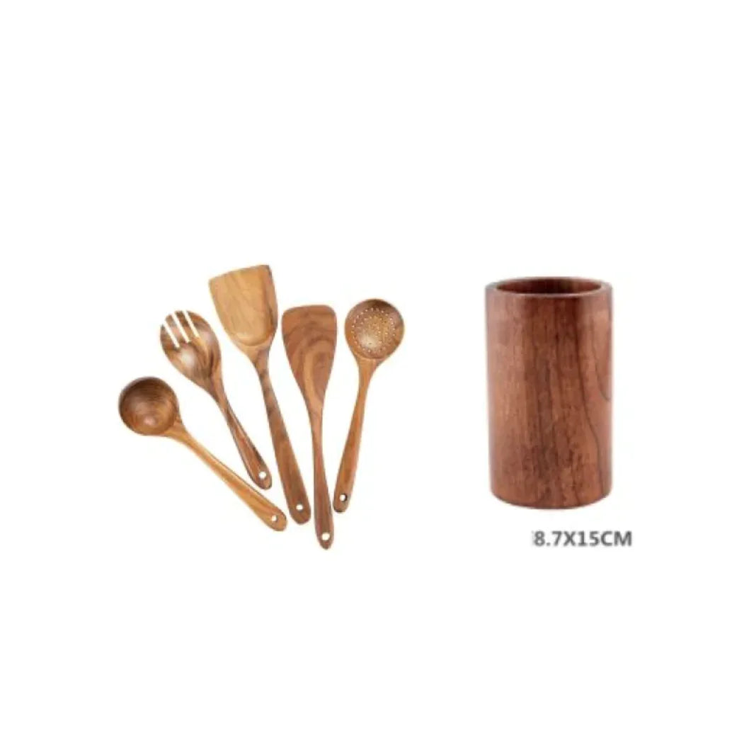 Premium Acacia Wood Cooking Spatula Set – Non-Toxic, Non-Stick, Heat-Resistant Kitchen Utensils - Theronomy 