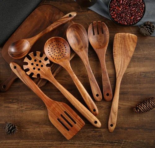Premium Acacia Wood Cooking Spatula Set – Non-Toxic, Non-Stick, Heat-Resistant Kitchen Utensils - Theronomy 