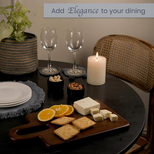 Premium Acacia Wood Rectangle  Serveware Board with Handle; Food Grade, 14"x8" Walnut Stain